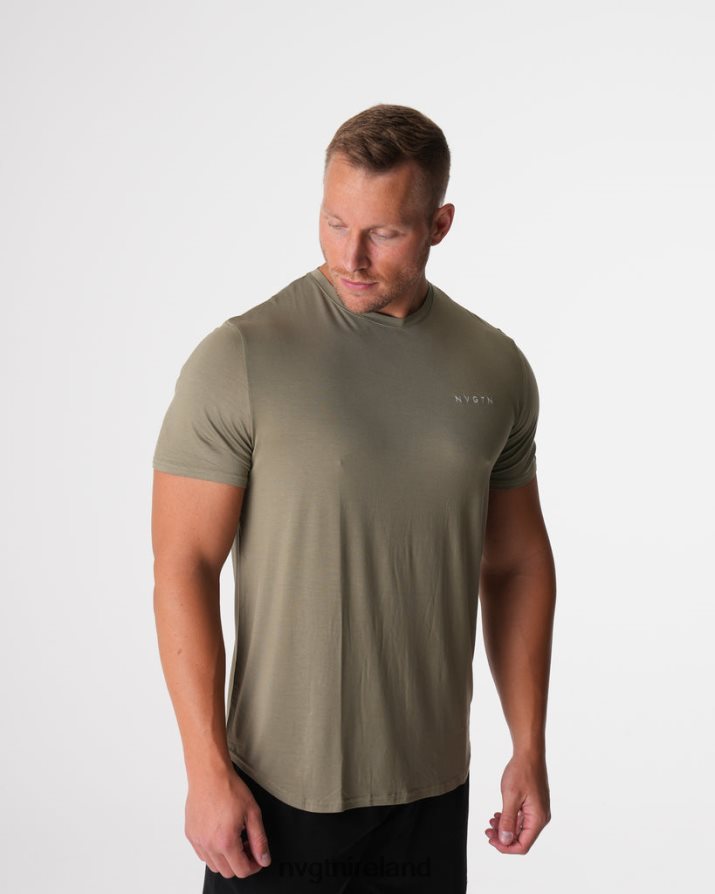NVGTN Tech Fitted Tee Tops Sage Green Men VV2PRZ761
