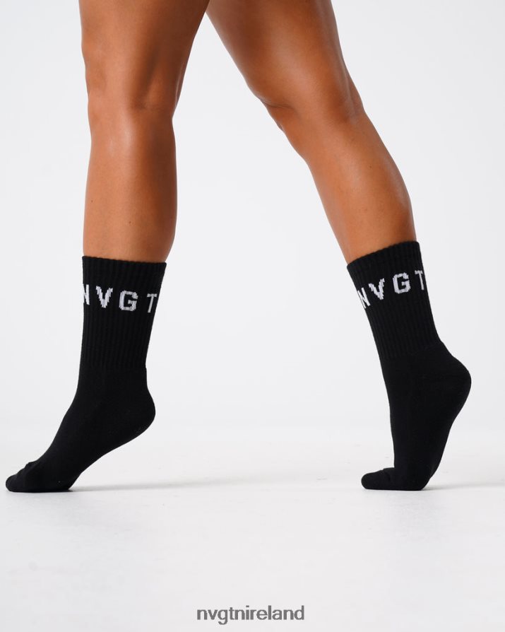 NVGTN Crew Socks Fitness Black Women VV2PRZ713