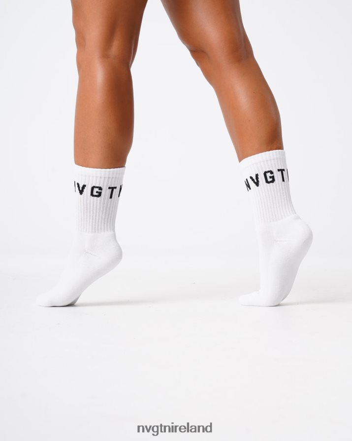 NVGTN Crew Socks Fitness White Women VV2PRZ714
