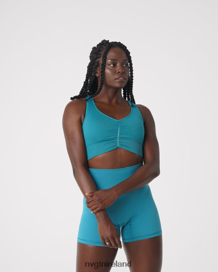 NVGTN Cinched Seamless Bra Fitness Teal Women VV2PRZ208