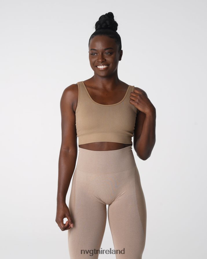 NVGTN Desire Ribbed Seamless Bra Fitness Beige Women VV2PRZ141