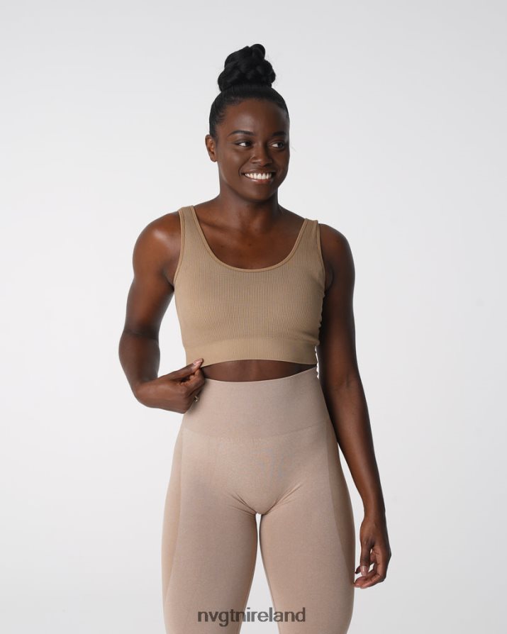 NVGTN Desire Ribbed Seamless Bra Fitness Beige Women VV2PRZ141