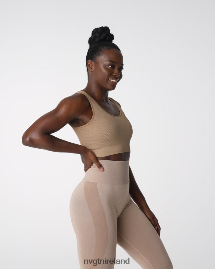 NVGTN Desire Ribbed Seamless Bra Fitness Beige Women VV2PRZ141