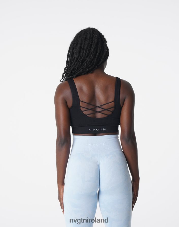 NVGTN Desire Ribbed Seamless Bra Fitness Black Women VV2PRZ196