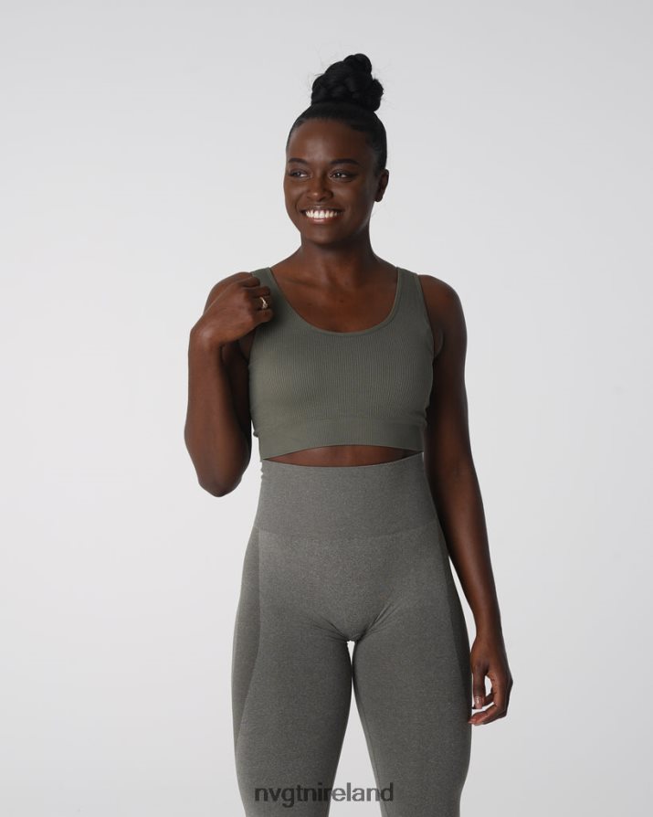 NVGTN Desire Ribbed Seamless Bra Fitness Khaki Green Women VV2PRZ142