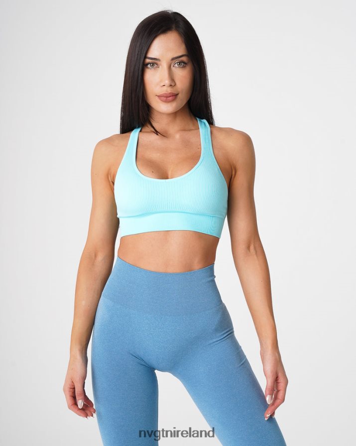 NVGTN Galaxy Ribbed Seamless Bra Fitness Aqua Women VV2PRZ67