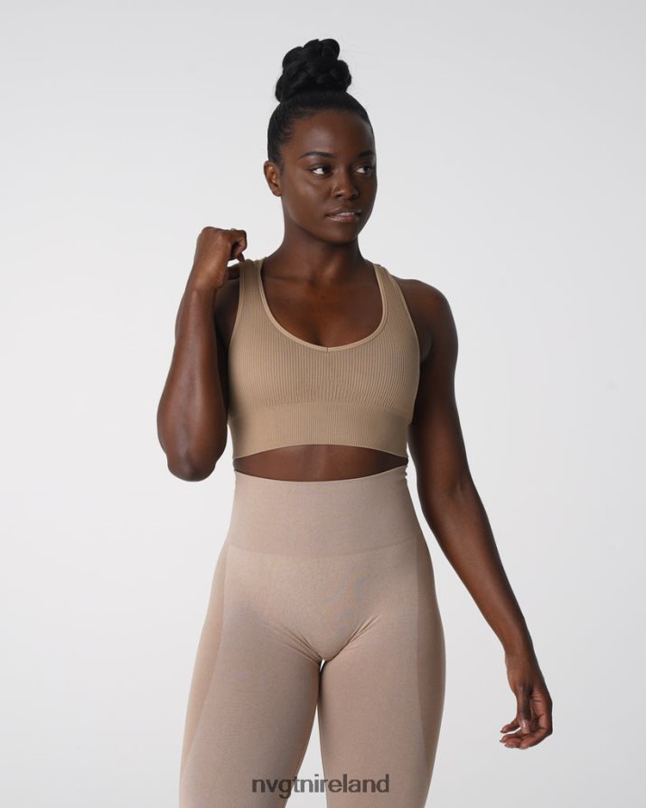 NVGTN Galaxy Ribbed Seamless Bra Fitness Beige Women VV2PRZ160