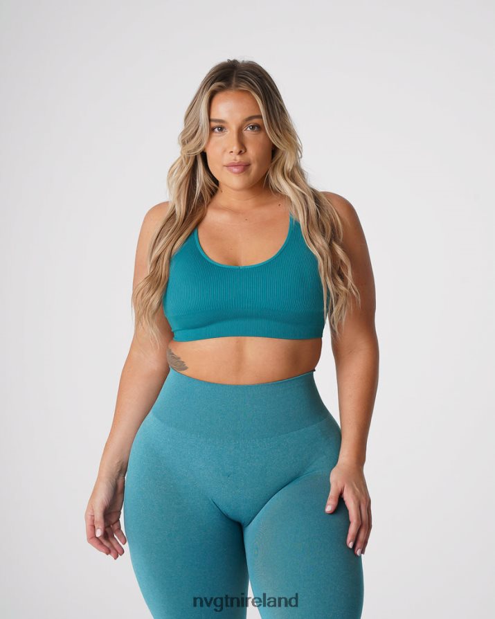 NVGTN Galaxy Ribbed Seamless Bra Fitness Teal Women VV2PRZ65