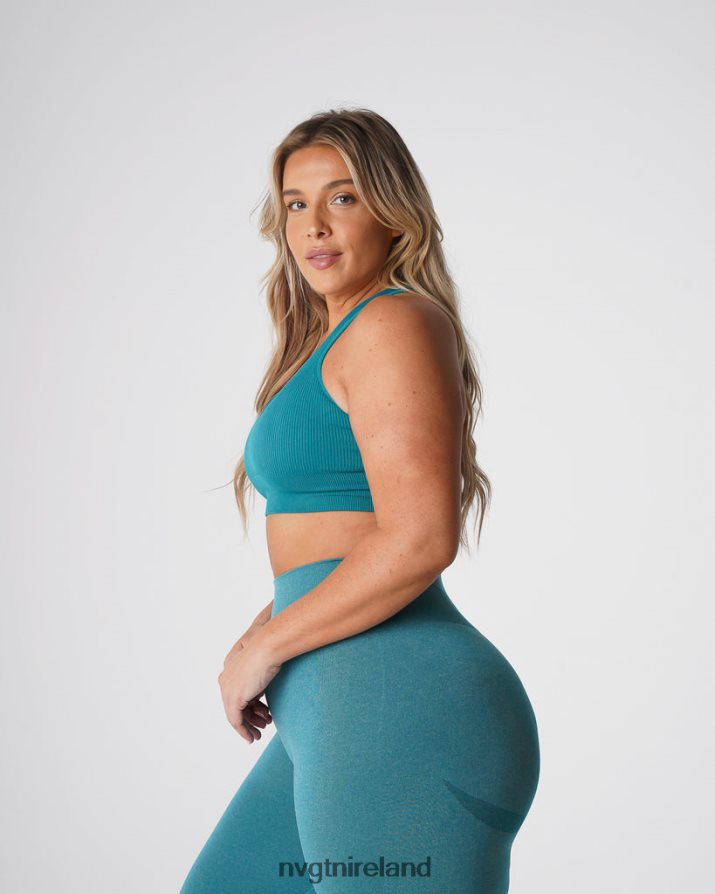 NVGTN Galaxy Ribbed Seamless Bra Fitness Teal Women VV2PRZ65