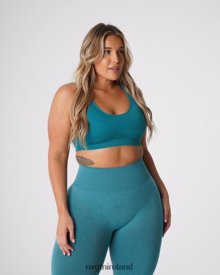 NVGTN Galaxy Ribbed Seamless Bra Fitness Teal Women VV2PRZ65