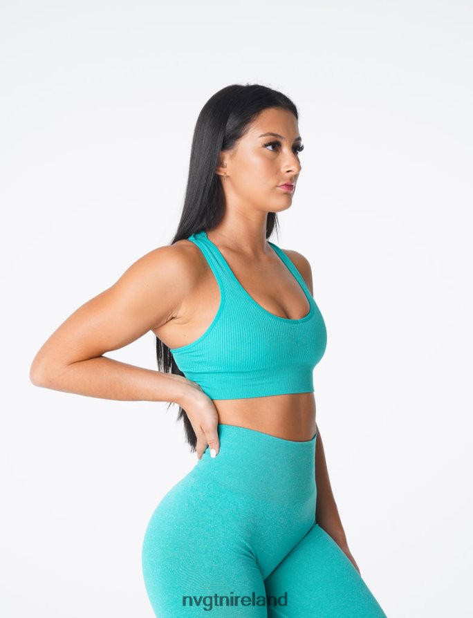 NVGTN Galaxy Ribbed Seamless Bra Fitness Turquoise Women VV2PRZ166