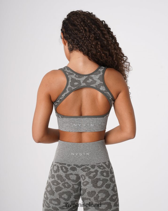 NVGTN Leopard Eclipse Seamless Bra Fitness Khaki Green Women VV2PRZ219