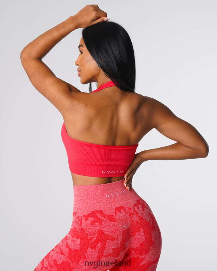 NVGTN Limitless Ribbed Seamless Halter Bra Fitness Candy Apple Women VV2PRZ137