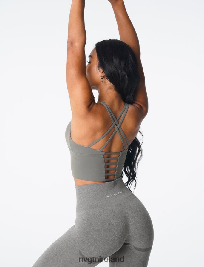 NVGTN Matrix Bra Top Fitness Khaki Green Women VV2PRZ83