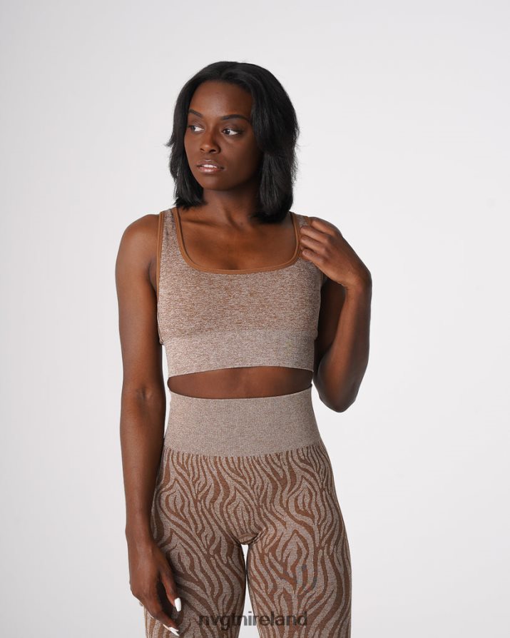 NVGTN Zebra Eclipse Seamless Bra Fitness Mocha Women VV2PRZ217