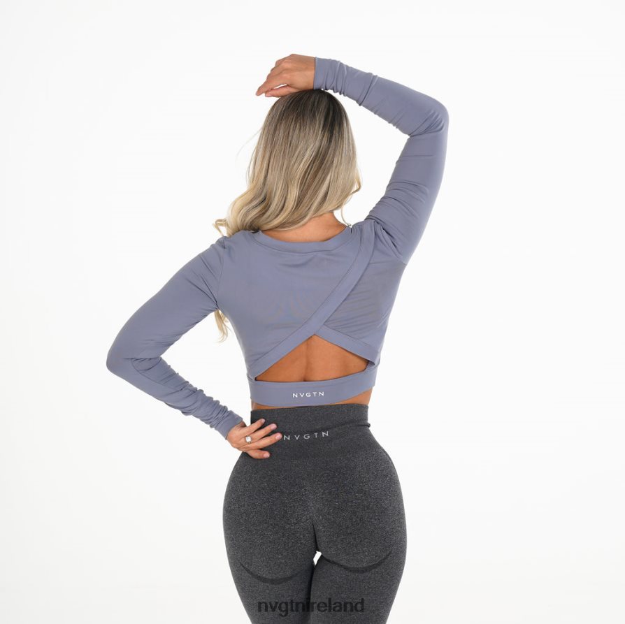 NVGTN Form Long Sleeve Crop Fitness Smokey Blue Women VV2PRZ275