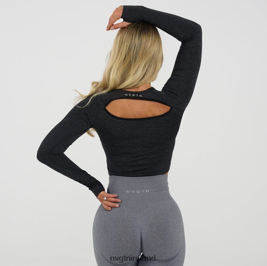 NVGTN Glimpse Long-Sleeve Crop Fitness Midnight Women VV2PRZ315