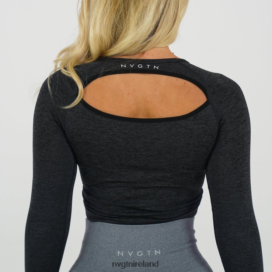 NVGTN Glimpse Long-Sleeve Crop Fitness Midnight Women VV2PRZ315