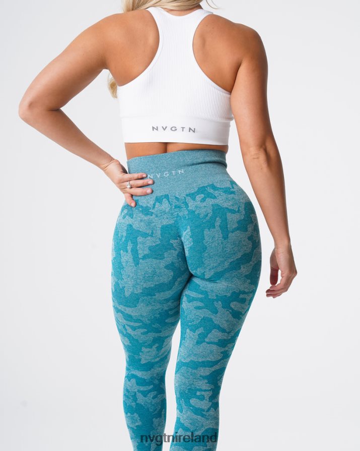NVGTN Camo Seamless Leggings Fitness Teal Women VV2PRZ664