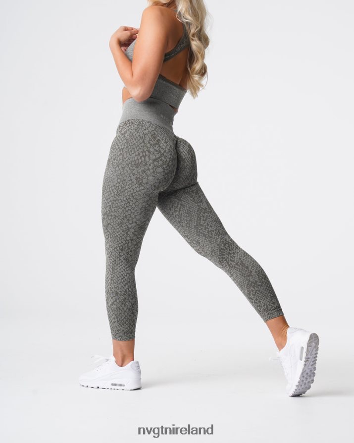 NVGTN Snakeskin Seamless Leggings Fitness Khaki Green Women VV2PRZ686