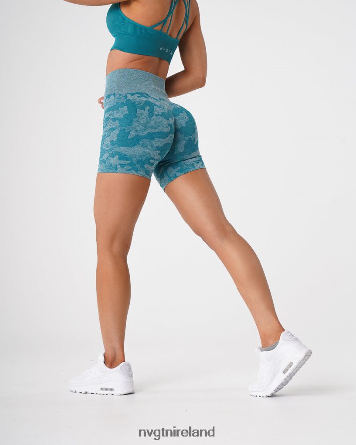 NVGTN Camo Seamless Shorts Fitness Teal Women VV2PRZ444