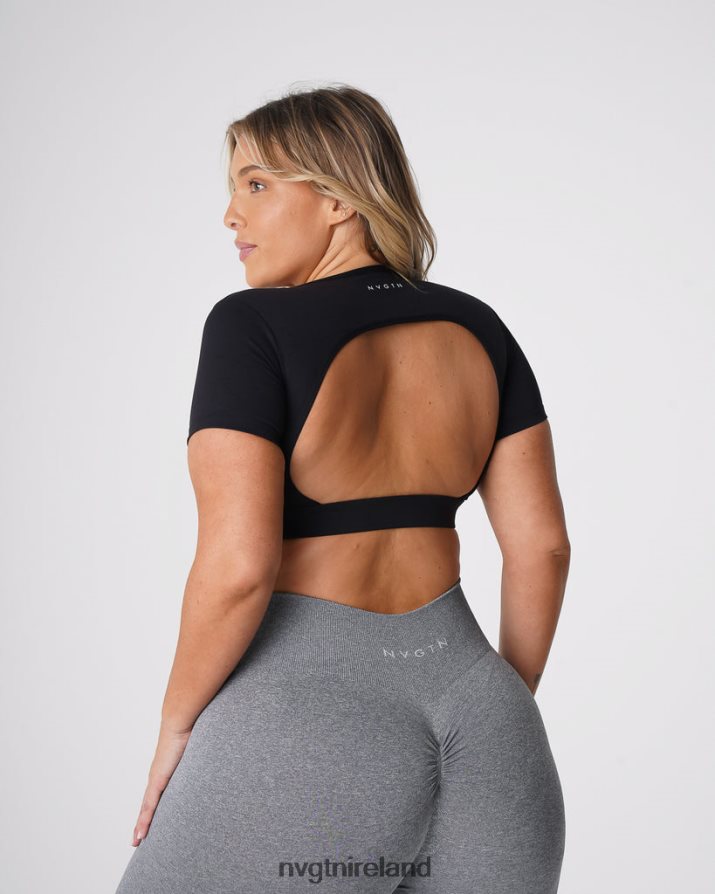 NVGTN Open Back Tee Fitness Black Women VV2PRZ77