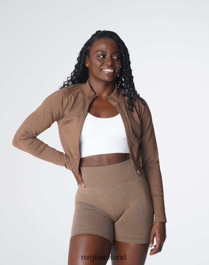 NVGTN Divine Seamless Zip Up Fitness Mocha Women VV2PRZ113